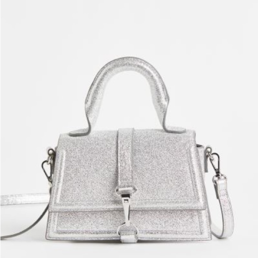 H&M Silver Glittery Mini Purse Crossbody Lobster Clasp